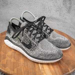 Nike Free RN Flyknit 2018 Sneakers Shoes Women's Size 8 Gray Oreo Blk 942839-101